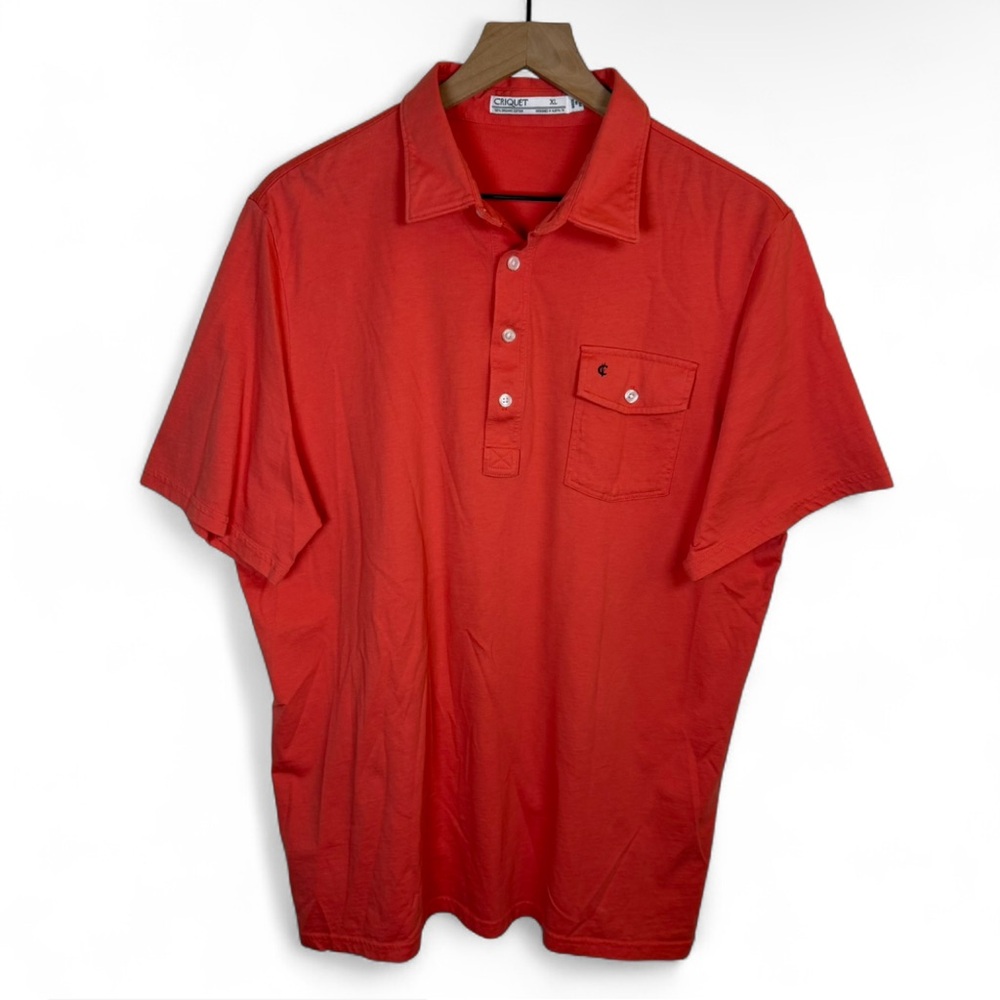 Criquet Polo Short Sleeve Shirt Coral Orange Men’s Size XL Office Casual Preppy
